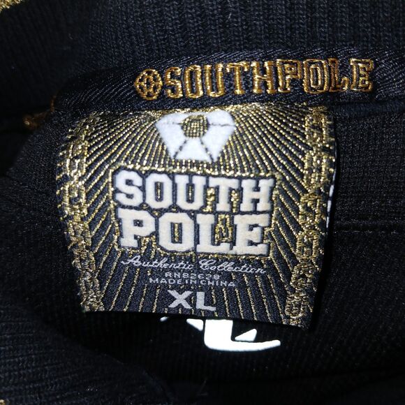 Vintage Y2K Southpole Track Jacket Mens XL Black Gold Zip Up Hip Hop StreetWear - Picture 4 of 16
